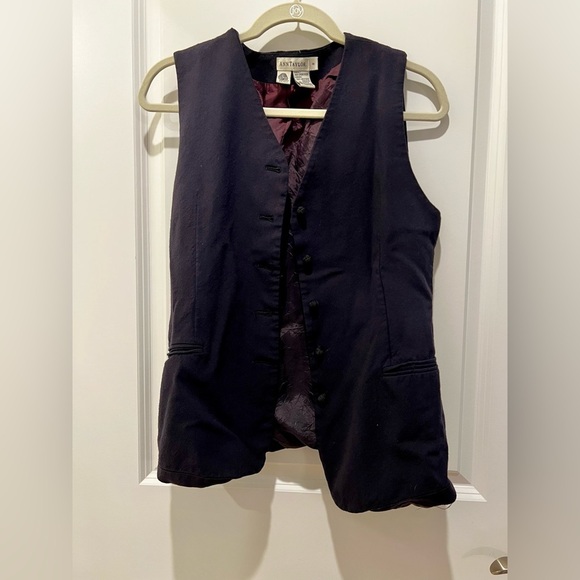Ann Taylor Vintage Black Wool Vest Size 8 - Picture 1 of 8